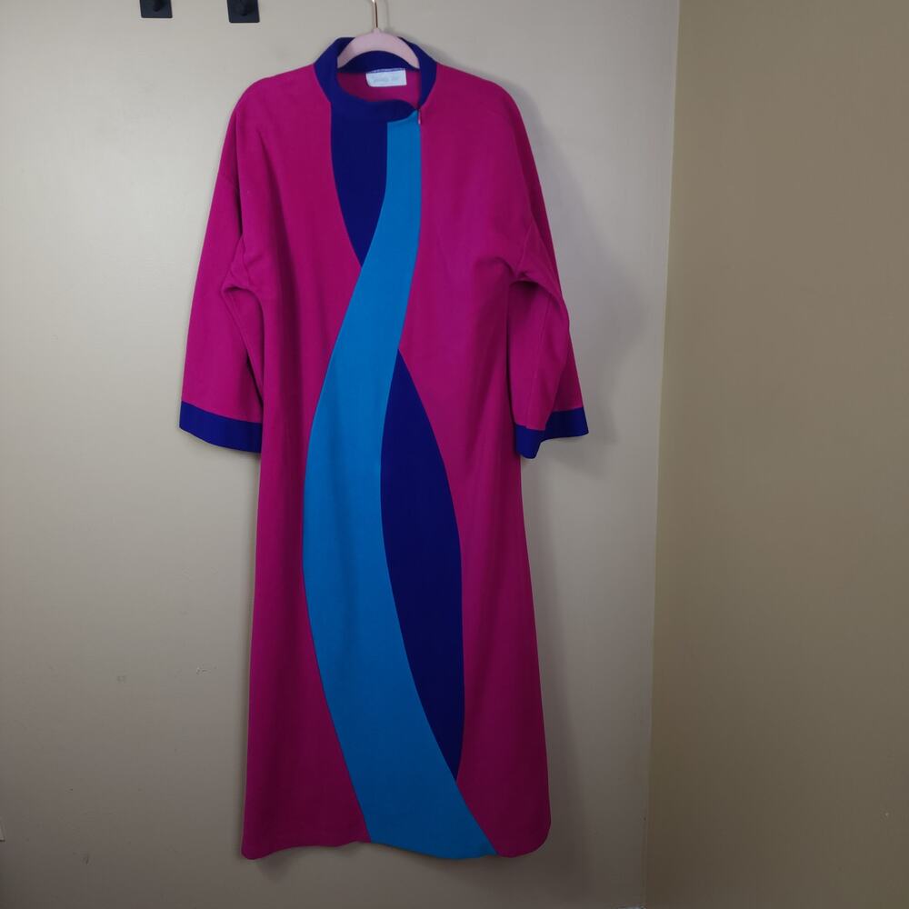 Vintage Vanity Fair Zip Front Fleece House Coat Size M